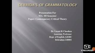 Derridas Of Grammatology [upl. by Egiaf]