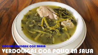 VERDOLAGAS CON POLLO EN SALSA VERDE SS  COCINA SALUDABLE CON MARIA [upl. by Dorcus]