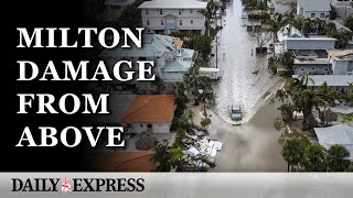 Hurricane Milton Drone footage reveals Florida destruction [upl. by Ardnnek]