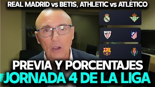 REAL MADRID vs BETIS ATHLETIC CLUB vs ATLÉTICO MADRID BARCELONA vs VALLADOLID PORCENTAJES J4 [upl. by Tesler]