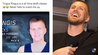 quotWHO THE F IS TINGUS PINGUSquot  Kristaps Porzingis Reaction To Viral Video [upl. by Ecirpak]