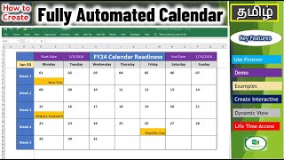 Fully Automated Dynamic Calendar View in Excel How to create calendar in Excel Santhu Excel [upl. by Assirt888]