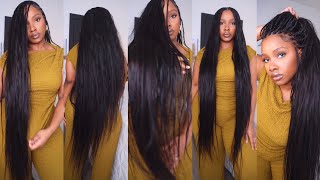 Wrap Braids  Using 30” 28” 26” Straight Human Hair Bundles  Y Wigs [upl. by Nelad]