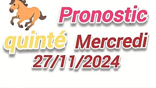 pronostic 💯 quinté demain mercredi 27112024🐎💰🇨🇵 [upl. by Akema729]