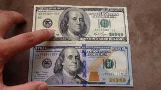 Comparing the new 100 US dollar Oct 2013 with the old 100 bill [upl. by Anatollo]