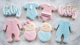 How to decorate BOY amp GIRL Baby Shower Cookies [upl. by Anaib]