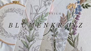 Wir sticken die Blumenkrank Ylvie Step by Step Modern Embroidery Blumen sticken [upl. by Valenba]