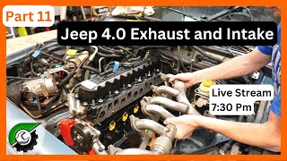 Jeep XJ 40 engine install LIVE Part 11 intake and exhaust manifold [upl. by Nnaaras804]