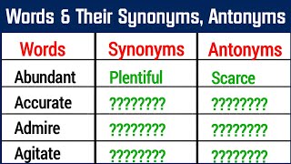 Synonyms and Antonyms  Most Useful Synonyms and Antonyms [upl. by Hayouqes]