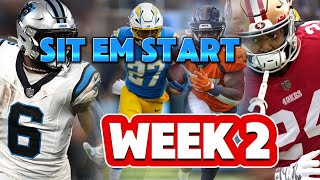 sit em start em week 2  smart Matchup plays and more [upl. by Nealon502]