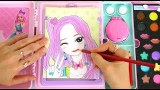 Makeup Artist Sketch Set Toy  Makeover with Makeup amp Hair Color لعبة ماكياج Maquiagem Artista [upl. by Descombes]