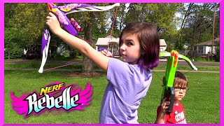 Nerf Rebelle Heartbreaker Bow Review Comparison and Family Fun Park Play [upl. by Aglo]