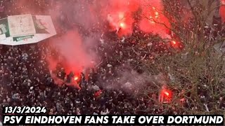 PSV EINDHOVEN FANS TAKE OVER DORTMUND  Borussia Dortmund vs PSV Eindhoven 1332024 [upl. by Jarek]