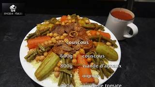 كسكس بالخضرواللحم مرقة حمرا  couscous sauce rouge [upl. by Ahsaf]