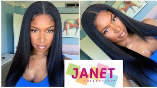 Synthetic or Human Hair Janet Collection HD Deep Part Kinky Straight Wig Install  EbonyLine [upl. by Ahsimed]