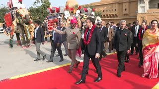 Frances Macron begins his state visit in India at Amber Fort  AFP [upl. by Mur]