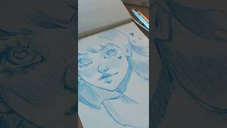 Trying Blue Pencil Lead For The First Time 💙✏️ sketchbookartwork pencildraw portraitart draw [upl. by Longmire]