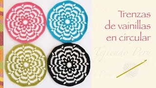 Crochet paso a paso trenzas de vainillas en circular incluye diagramas Hicimos un bolso [upl. by Ayotaj]