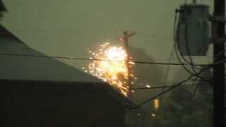 Power Lines Explode during Violent Storm Transformer Explosion [upl. by Okram]