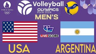 OLYMPIC MENS VOLLEYBALL LIVE │ USA vs ARGENTINA Livescore [upl. by Nyrol402]