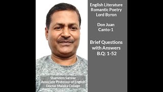 English Literature Romantic Poetry Lord Byron Don Juan Canto1 Brief Questions with Answers [upl. by Marguerite105]