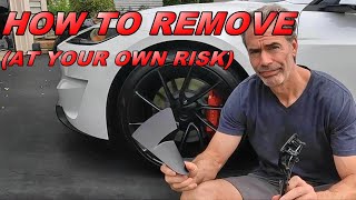 How To Remove Wheel Aero Caps  Performance Model 3 [upl. by Asilam]