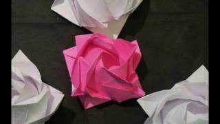 3D Origami Rose Rosa Part 2 Mothers Day How to Make 母の日バラ [upl. by Wane]