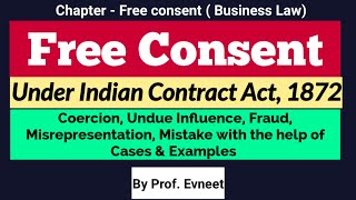 Free Consent Indian Contract Act  Free Consent Business Law  Free Consent  CA Foundationin Hindi [upl. by Babb]