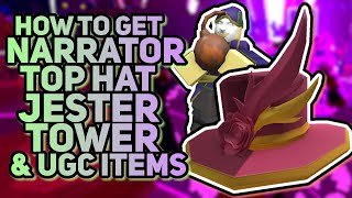 HOW TO GET NARRATOR TOP HAT JESTER TOWER amp UGC ITEMS  Tower Defense Simulator Halloween Event [upl. by Dasteel]