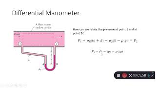 Fluid Mechanics  Chapter 2  Differential Manometer [upl. by Aicinad]