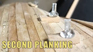 Second layer of PLANKING  Model ship building  RC Fifie [upl. by Gnud]