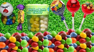 Eclair toffee whirling bottle candies ASMR satisfied video multicolor lollipops angry bird peanut [upl. by Itirahc]