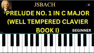 🎹 PRELUDE NO 1 IN C MAJOR J S BACH welltempered clavier book i EASY PIANO TUTORIALBEGINNER [upl. by Hull]