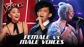 FEMALE vs MALE Voices in the Blind Auditions of The Voice Who Sings Better  Top 10 [upl. by Irakuy]