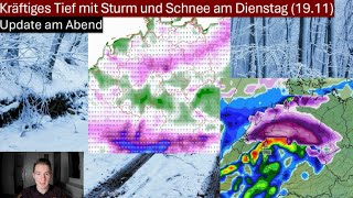 ABENDUPDATE TIEF mit SCHNEE und STURM am DIENSTAG 1911 [upl. by Inaej811]