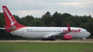 Corendon Airlines Europe B737800 Takeoff Groningen Airport Eelde [upl. by Goldshell]