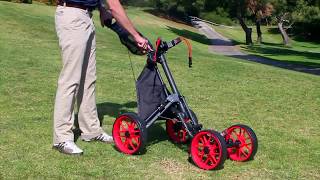 CaddyCruiser ONE OneClick Folding 4 Wheel Golf Buggy  Push Cart [upl. by Nwahsirhc69]