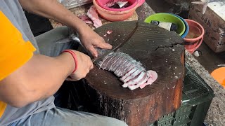 Amazing Surmai Fish Cutting  Kamothe Fish Market Navi Mumbai [upl. by Jenda]