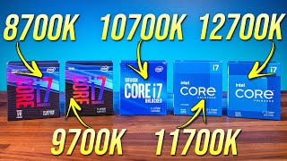 Comparing 5 Generations of Intel i7 Processors 12700K vs 11700K vs 10700K vs 9700K vs 8700K [upl. by Elyc]