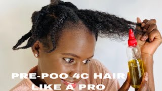 PREPOO 4C HAIR LIKE A PRO🔥🔥and HOT OIL TREATMENTPRE POO MY HAIR WITH ME ROUTINE🌹 [upl. by Florri509]