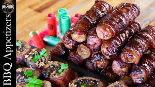 BBQ appetizer ideas  Smoked shotgun shells recipe  Bacon wrapped Oreos  Roasted Bone marrow [upl. by Kataway591]