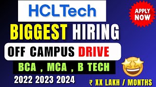 HCL Tech hiring opportunity for BCA MCA Btech  freshers job 2024 batch  mass hiring 2024 [upl. by Folberth]