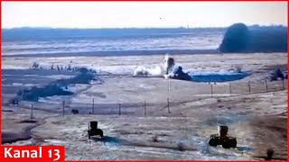 Unique operation Ukrainian ground drone blows up Russian bridge [upl. by Atsirk]