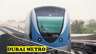 Driverless Dubai Metro Red Line To UAE Exchange From Rashidiya [upl. by Meara651]