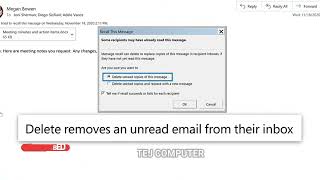 How to Recall sent email message in Outlook  Office 365 in Hindioutlook msoffice365 recalling [upl. by Philina]