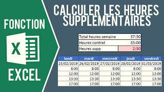 EXCEL  CALCULER LES HEURES DE TRAVAIL et heures supplémentaires [upl. by Hairem54]