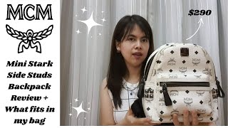 MCM Mini Stark Side studs Backpack Review  What fits in my bag [upl. by Stratton]