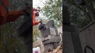 Stonemasons process of splitting block stonemason bricklayer block constructionmaterial tips [upl. by Rellek]