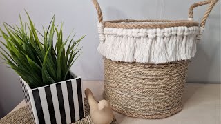 DIY  Basket with Jute and Macrame [upl. by Quinby]