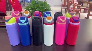 19oz24oz32oz flip straw lid Insulated Stainless Steel Sports Water Bottle for Laser Engraving [upl. by Kraul]